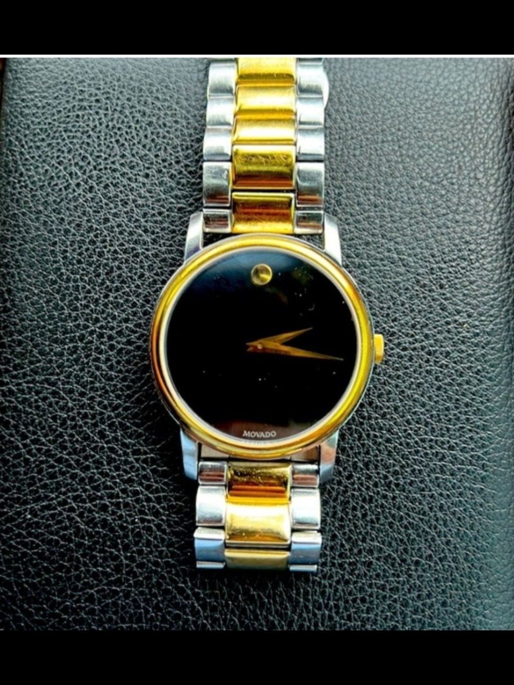 Movado Two-Tone Gold and Silver Black Dial Watch